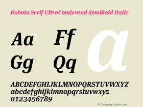 Roboto Serif UltraCondensed SemiBold Italic Version 1.008图片样张