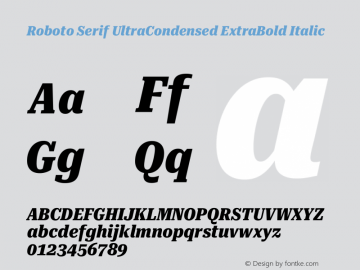 Roboto Serif UltraCondensed ExtraBold Italic Version 1.008图片样张