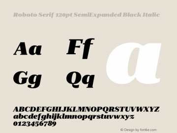 Roboto Serif 120pt SemiExpanded Black Italic Version 1.008图片样张