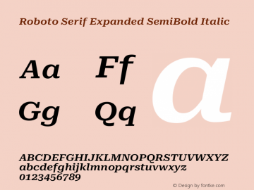 Roboto Serif Expanded SemiBold Italic Version 1.008图片样张