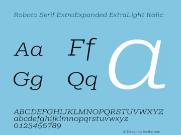 Roboto Serif ExtraExpanded ExtraLight Italic Version 1.008图片样张