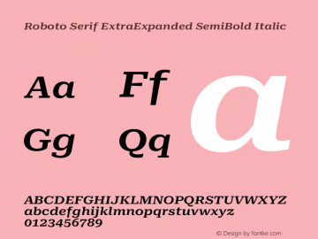 Roboto Serif ExtraExpanded SemiBold Italic Version 1.008图片样张