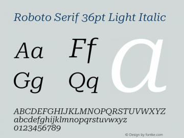 Roboto Serif 36pt Light Italic Version 1.008图片样张