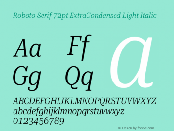Roboto Serif 72pt ExtraCondensed Light Italic Version 1.008图片样张