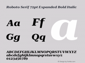 Roboto Serif 72pt Expanded Bold Italic Version 1.008图片样张