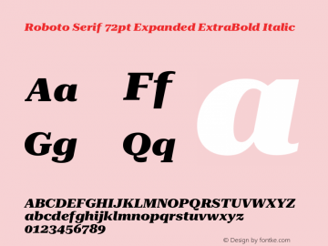 Roboto Serif 72pt Expanded ExtraBold Italic Version 1.008图片样张