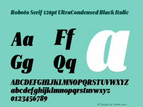 Roboto Serif 120pt UltraCondensed Black Italic Version 1.008图片样张