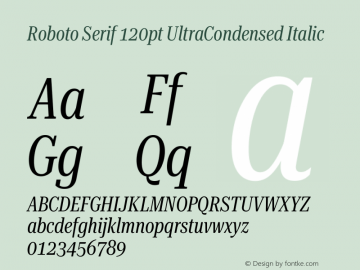 Roboto Serif 120pt UltraCondensed Italic Version 1.008图片样张