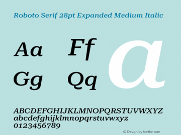 Roboto Serif 28pt Expanded Medium Italic Version 1.008图片样张