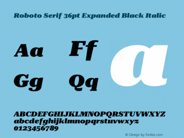 Roboto Serif 36pt Expanded Black Italic Version 1.008图片样张