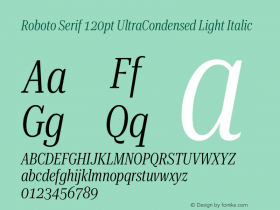 Roboto Serif 120pt UltraCondensed Light Italic Version 1.008图片样张