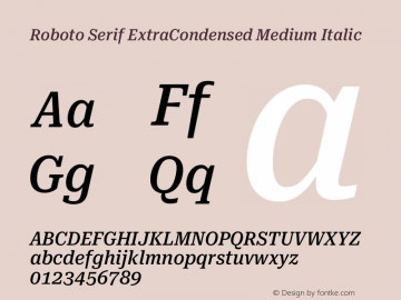 Roboto Serif ExtraCondensed Medium Italic Version 1.008图片样张