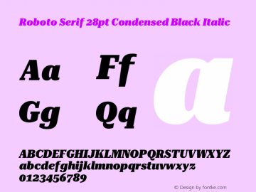Roboto Serif 28pt Condensed Black Italic Version 1.008图片样张
