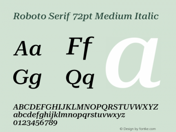 Roboto Serif 72pt Medium Italic Version 1.008图片样张