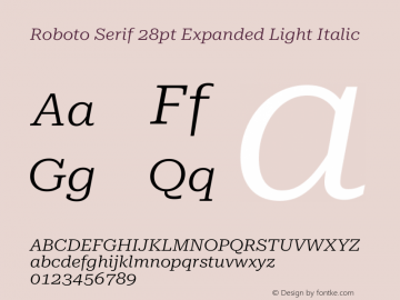 Roboto Serif 28pt Expanded Light Italic Version 1.008图片样张