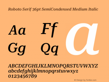 Roboto Serif 36pt SemiCondensed Medium Italic Version 1.008图片样张