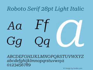 Roboto Serif 28pt Light Italic Version 1.008图片样张