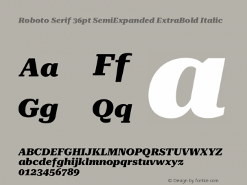 Roboto Serif 36pt SemiExpanded ExtraBold Italic Version 1.008图片样张