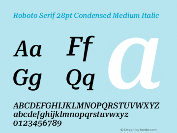 Roboto Serif 28pt Condensed Medium Italic Version 1.008图片样张