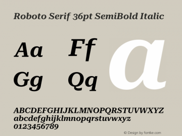 Roboto Serif 36pt SemiBold Italic Version 1.008图片样张