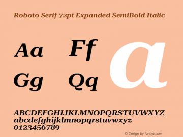 Roboto Serif 72pt Expanded SemiBold Italic Version 1.008图片样张