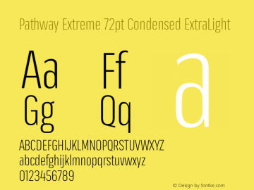 Pathway Extreme 72pt Condensed ExtraLight Version 1.001;gftools[0.9.26]图片样张