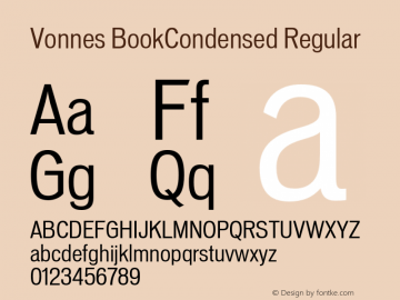 Vonnes BookCondensed Regular 001.000 Font Sample