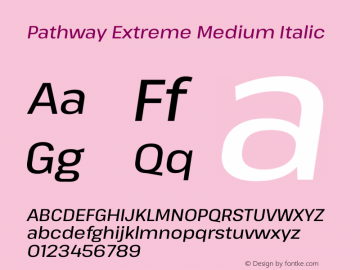 Pathway Extreme Medium Italic Version 1.001;gftools[0.9.26]图片样张