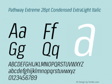 Pathway Extreme 28pt Condensed ExtraLight Italic Version 1.001;gftools[0.9.26]图片样张