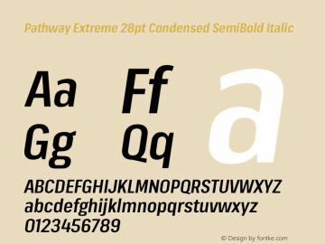 Pathway Extreme 28pt Condensed SemiBold Italic Version 1.001;gftools[0.9.26]图片样张