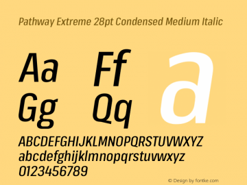 Pathway Extreme 28pt Condensed Medium Italic Version 1.001;gftools[0.9.26]图片样张