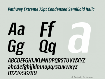 Pathway Extreme 72pt Condensed SemiBold Italic Version 1.001;gftools[0.9.26]图片样张