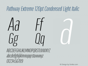 Pathway Extreme 120pt Condensed Light Italic Version 1.001;gftools[0.9.26]图片样张