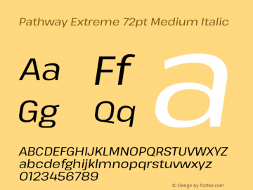 Pathway Extreme 72pt Medium Italic Version 1.001;gftools[0.9.26]图片样张