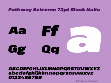 Pathway Extreme 72pt Black Italic Version 1.001;gftools[0.9.26]图片样张