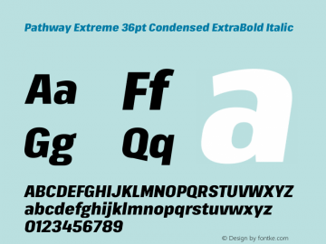 Pathway Extreme 36pt Condensed ExtraBold Italic Version 1.001;gftools[0.9.26]图片样张