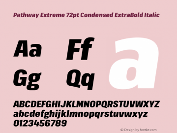 Pathway Extreme 72pt Condensed ExtraBold Italic Version 1.001;gftools[0.9.26]图片样张