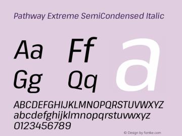 Pathway Extreme SemiCondensed Italic Version 1.001;gftools[0.9.26]图片样张