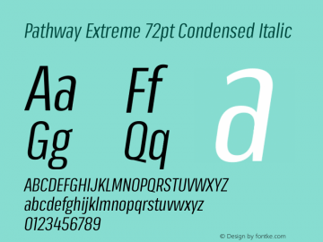 Pathway Extreme 72pt Condensed Italic Version 1.001;gftools[0.9.26]图片样张