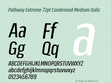 Pathway Extreme 72pt Condensed Medium Italic Version 1.001;gftools[0.9.26]图片样张