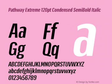 Pathway Extreme 120pt Condensed SemiBold Italic Version 1.001;gftools[0.9.26]图片样张
