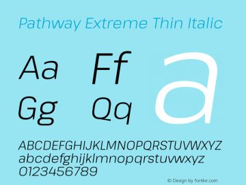 Pathway Extreme Thin Italic Version 1.001;gftools[0.9.26]图片样张
