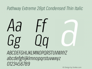 Pathway Extreme 28pt Condensed Thin Italic Version 1.001;gftools[0.9.26]图片样张