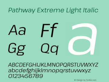 Pathway Extreme Light Italic Version 1.001;gftools[0.9.26]图片样张