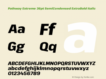 Pathway Extreme 36pt SemiCondensed ExtraBold Italic Version 1.001;gftools[0.9.26]图片样张