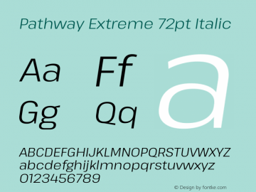 Pathway Extreme 72pt Italic Version 1.001;gftools[0.9.26]图片样张