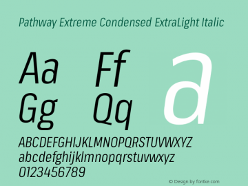 Pathway Extreme Condensed ExtraLight Italic Version 1.001;gftools[0.9.26]图片样张