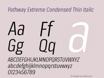 Pathway Extreme Condensed Thin Italic Version 1.001;gftools[0.9.26]图片样张