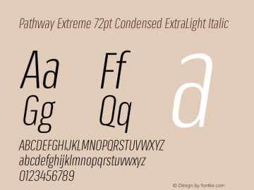 Pathway Extreme 72pt Condensed ExtraLight Italic Version 1.001;gftools[0.9.26]图片样张