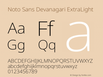 Noto Sans Devanagari ExtraLight Version 2.004图片样张